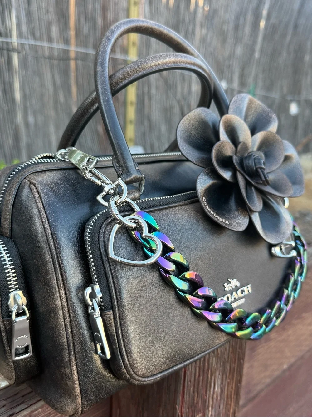 Novelty Strap| Bag Strap| ‘Oil Slick’ Acrylic Chain Link| Heart Shaped